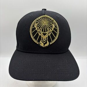 Jagermeister Gold Embroidered Stag & Cross Logo Patch Black SnapBack Hat OSFM